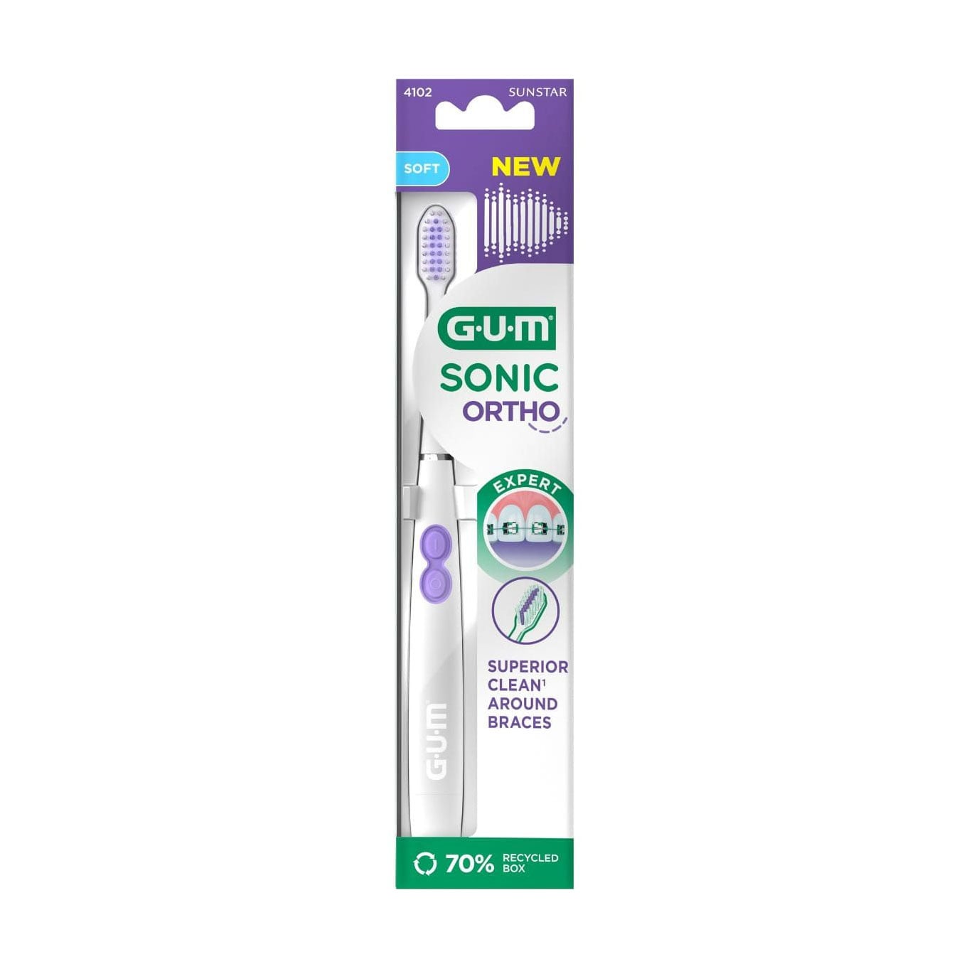 Електрична звукова зубна щітка GUM Sonic Ortho біла, 1 шт